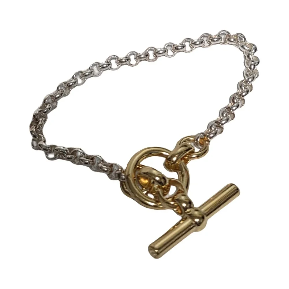 Tilly Sveaas Mixed Metal Sterling Silver Gold Plated T-Bar Toggle Bracelet 7in